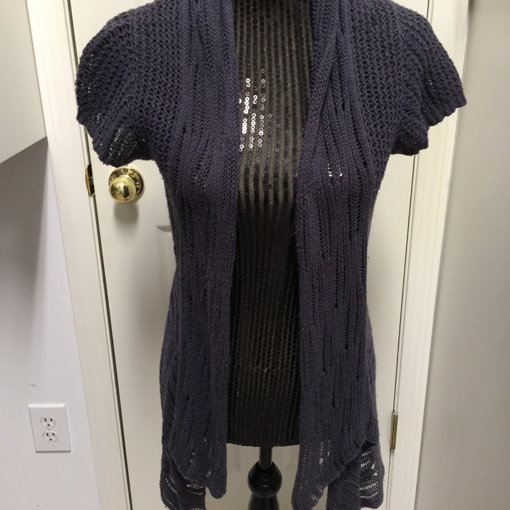 CAbi Steel Blue Sweater Cardigan SZ S